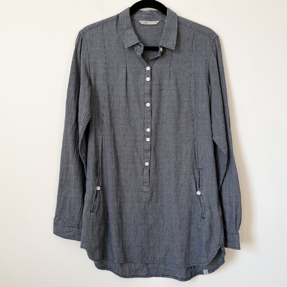 Horny Toad Organic Cotton Mixologist Tunic Top Blue Button Pullover Womens Small - Picture 1 of 12